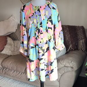 Who What Wear Vibrant Floral Long Sleeve Dress